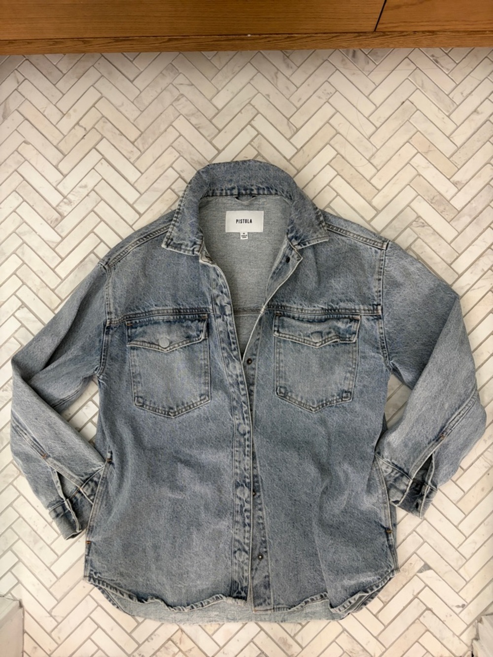 pistola Light Blue Washed Denim Shirt Jacket